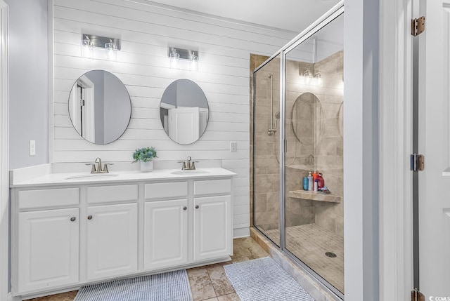 104 Splendor Cir, Murrells Inlet, SC 29576 - bathroom featuring double vanity and a shower stall