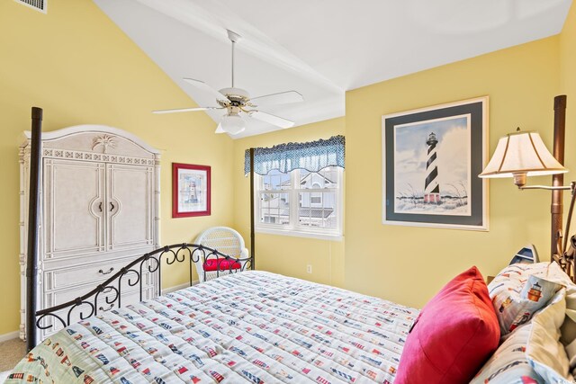 4002 Acorn Way N, Myrtle Beach, SC 29582 - carpeted bedroom with lofted ceiling and ceiling fan