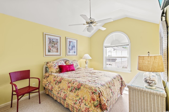 4002 Acorn Way N, Myrtle Beach, SC 29582 - carpeted bedroom with vaulted ceiling and a ceiling fan