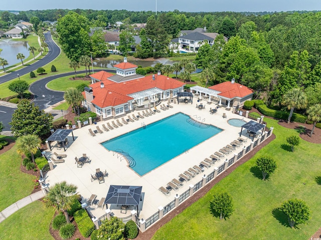 616 Edgecreek Dr, Myrtle Beach, SC 29579 - aerial view of a pool area and a nearby body of water