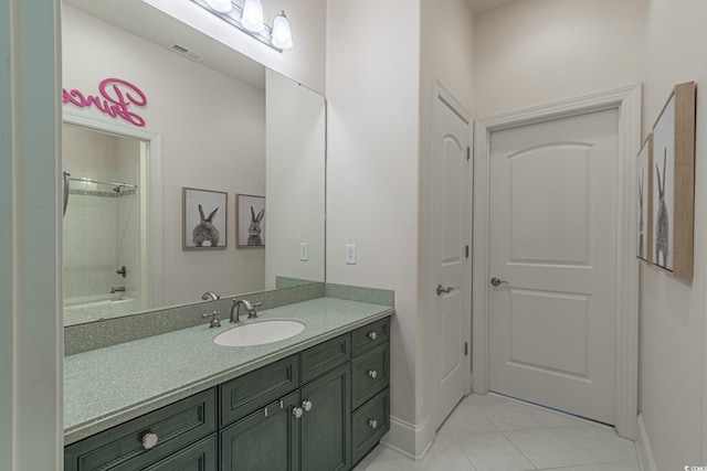 616 Edgecreek Dr, Myrtle Beach, SC 29579 - bathroom with vanity, tile patterned floors, baseboards, and bathing tub / shower combination