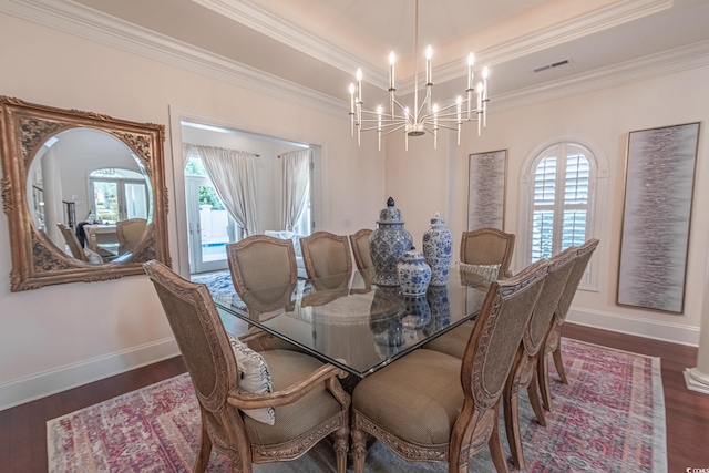 616 Edgecreek Dr, Myrtle Beach, SC 29579 - dining room with a chandelier, crown molding, baseboards, and wood finished floors