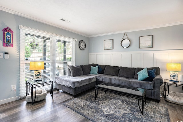 1205 King St, Myrtle Beach, SC 29577 - living room with ornamental molding and wood finished floors
