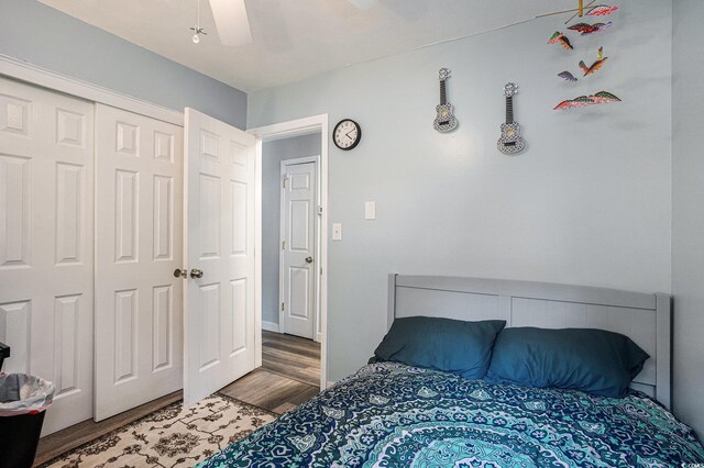1205 King St, Myrtle Beach, SC 29577 - bedroom featuring wood finished floors, a closet, and ceiling fan