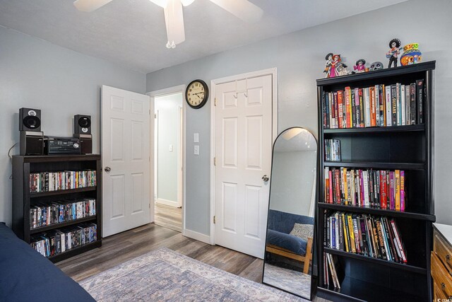 1205 King St, Myrtle Beach, SC 29577 - bedroom with wood finished floors, a ceiling fan, and baseboards