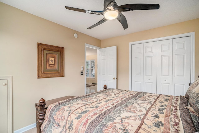 212 Millwood Dr, Surfside Beach, SC 29575 - bedroom with a closet, ceiling fan, and baseboards