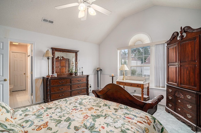 212 Millwood Dr, Surfside Beach, SC 29575 - bedroom with vaulted ceiling and a ceiling fan