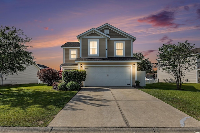 1209 Eagle Creek Dr, Myrtle Beach, SC 29588 - traditional home with a front yard, concrete driveway, a garage, and roof with shingles