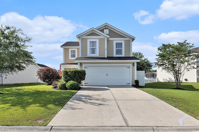 1209 Eagle Creek Dr, Myrtle Beach, SC 29588 - traditional-style house featuring concrete driveway, an attached garage, a front lawn, and a shingled roof