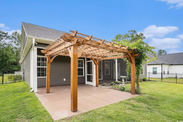 1476 Burriss Rd, Conway, SC 29526 - back of property featuring a pergola, a patio, and a shingled roof