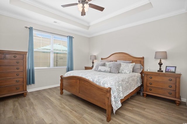 115 Machrie Loop Unit D, Myrtle Beach, SC 29588 - bedroom with a tray ceiling, light wood-type flooring, baseboards, and ornamental molding