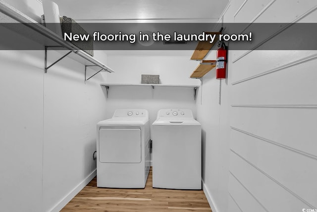 633 Sparrow Dr Unit B, Surfside Beach, SC 29575 - washroom featuring independent washer and dryer, light wood finished floors, and baseboards