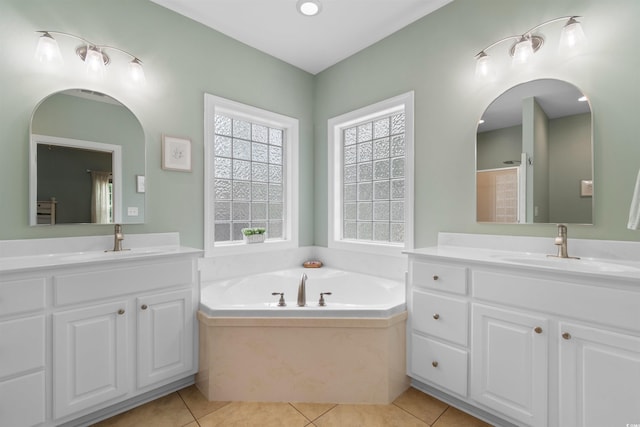 116 Chapel Ridge Cir, Myrtle Beach, SC 29588 - full bathroom featuring tile patterned floors, a bath, two vanities, and a shower