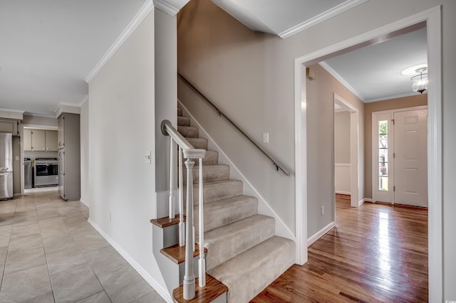 3334 Cedar Creek Run, Little River, SC 29566 - stairs with ornamental molding and baseboards