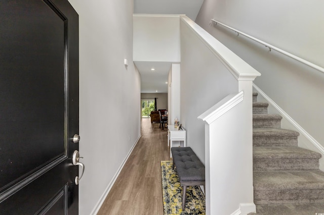 120 Carolina Lakes Blvd, Myrtle Beach, SC 29588 - entryway featuring wood finished floors, stairs, and baseboards