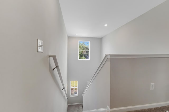 120 Carolina Lakes Blvd, Myrtle Beach, SC 29588 - staircase with carpet flooring, baseboards, and recessed lighting