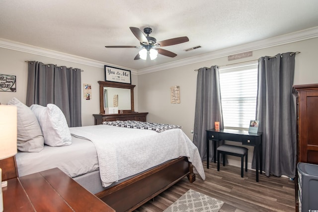 2510 Redwood St, Georgetown, SC 29440 - bedroom featuring ornamental molding, wood finished floors, ceiling fan, and a textured ceiling