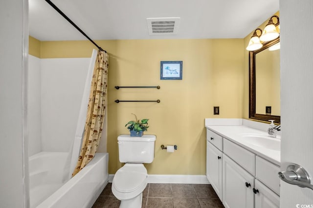 4103 N Ocean Blvd N Unit 204, North Myrtle Beach, SC 29582 - bathroom with vanity, baseboards, tile patterned floors, shower / bathtub combination with curtain, and toilet