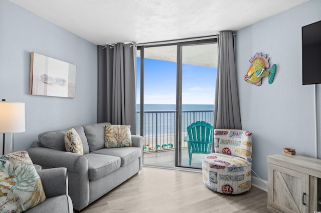 9550 Shore Dr Unit 529, Myrtle Beach, SC 29572 - living area featuring a wall of windows and wood finished floors