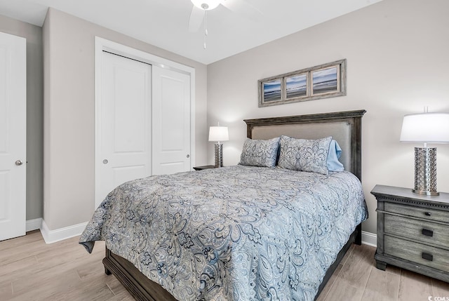 8469 Cape Dutch Loop, Myrtle Beach, SC 29572 - bedroom with a closet, wood finished floors, baseboards, and ceiling fan