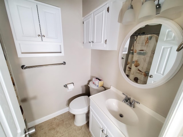 302 Silver Fox Trl, Myrtle Beach, SC 29588 - full bathroom featuring vanity, toilet, baseboards, a shower with shower curtain, and tile patterned floors