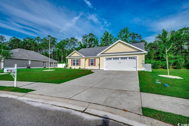 3129 Slade Dr, Conway, SC 29526 - ranch-style house featuring an attached garage, a front lawn, and concrete driveway