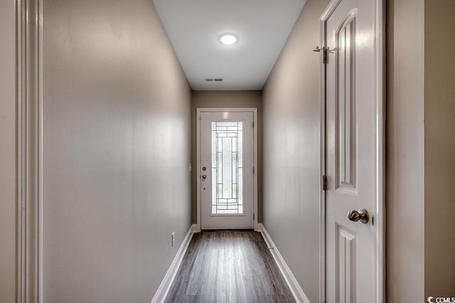 3129 Slade Dr, Conway, SC 29526 - doorway to outside with dark wood-style floors and baseboards