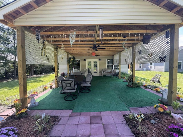 304 S Magnolia Ave, Andrews, SC 29510 - view of patio / terrace with ceiling fan and french doors