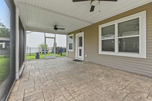 148 Long Leaf Pine Dr, Conway, SC 29526 - unfurnished sunroom featuring a ceiling fan and baseboard heating