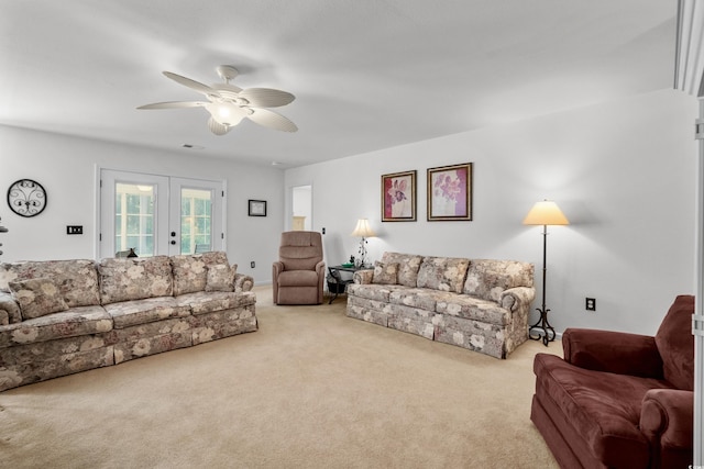 2448 Whetstone Ln, Myrtle Beach, SC 29579 - carpeted living area with french doors and ceiling fan