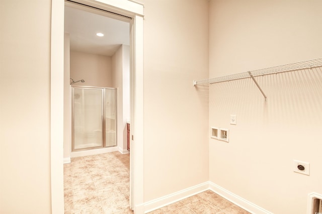 750 Shine Ave Unit 750, Myrtle Beach, SC 29577 - laundry room featuring hookup for an electric dryer, washer hookup, baseboards, recessed lighting, and tile patterned floors