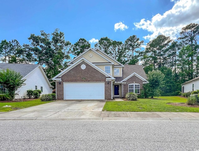 1033 Mccall Loop, Conway, SC 29526 - traditional-style house with brick siding, a garage, a front lawn, and driveway