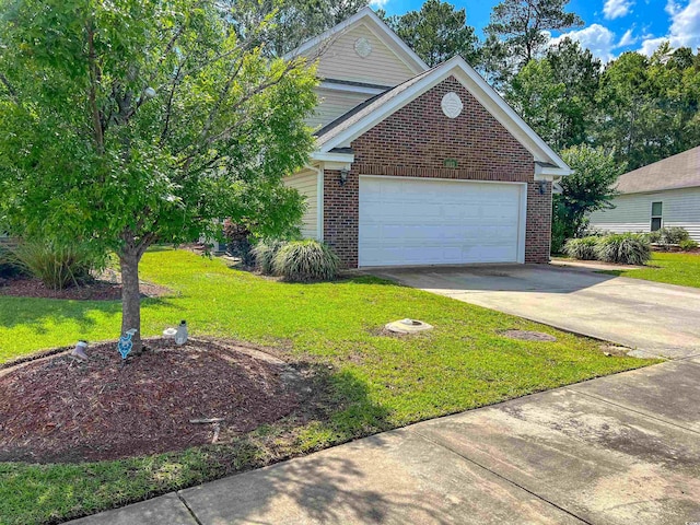 1033 Mccall Loop, Conway, SC 29526 - traditional home featuring brick siding, a front yard, concrete driveway, and a garage