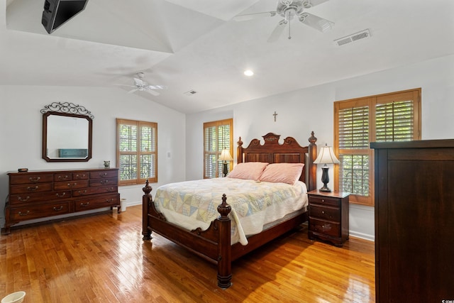 1140 Waterway Ln, Myrtle Beach, SC 29572 - bedroom with vaulted ceiling, wood finished floors, ceiling fan, and baseboards