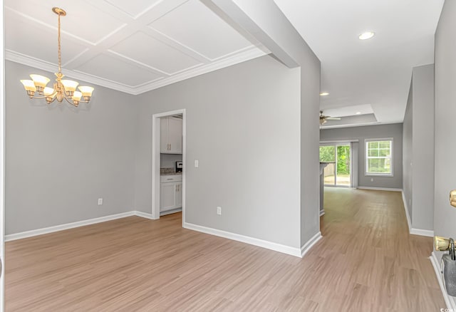 3539 Harrelson Ave, Loris, SC 29569 - empty room with light wood-type flooring, a chandelier, baseboards, recessed lighting, and ceiling fan