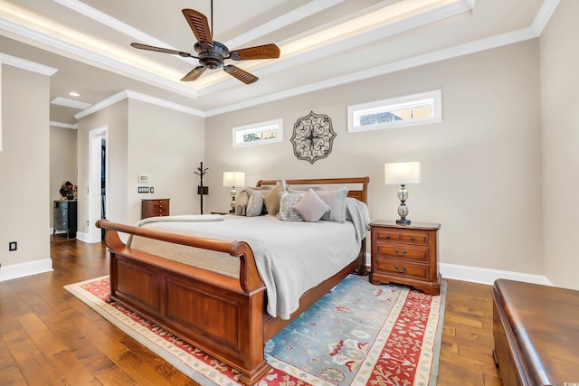 81 Cascade Dr, Murrells Inlet, SC 29576 - bedroom featuring wood finished floors, crown molding, a raised ceiling, recessed lighting, and baseboards