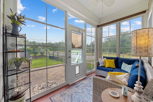 2300 Lark Sparrow St, Myrtle Beach, SC 29577 - sunroom with ceiling fan and an outdoor hangout area
