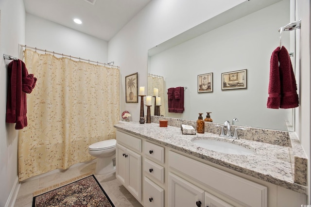 2300 Lark Sparrow St, Myrtle Beach, SC 29577 - bathroom featuring vanity, toilet, curtained shower, and recessed lighting