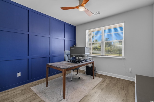 1168 Baker Creek Loop, Myrtle Beach, SC 29579 - office area with ceiling fan, baseboards, and light wood-type flooring