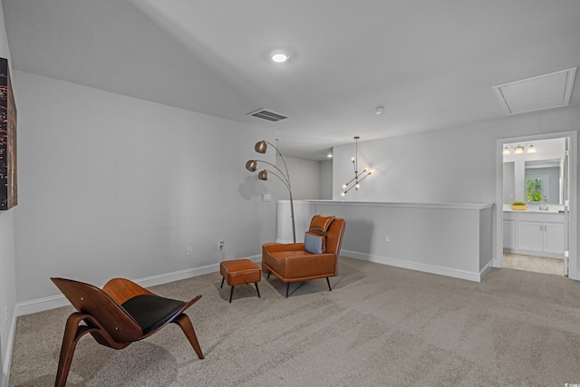 1168 Baker Creek Loop, Myrtle Beach, SC 29579 - sitting room featuring carpet flooring, attic access, and baseboards