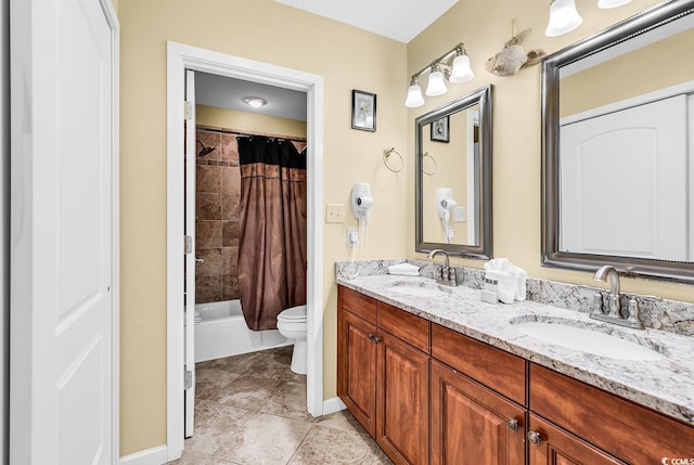 201 Westleton Dr Unit 10-I, Myrtle Beach, SC 29572 - full bath with toilet, double vanity, shower / tub combo, baseboards, and tile patterned floors