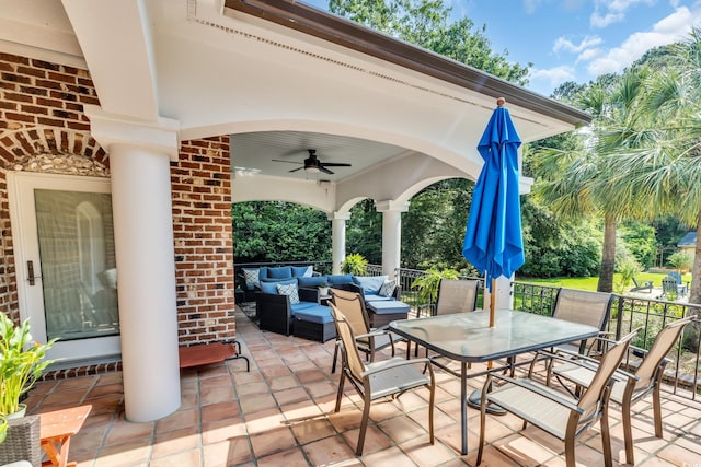 2382 Waverly Rd, Pawleys Island, SC 29585 - view of patio / terrace with outdoor lounge area, ceiling fan, and outdoor dining space