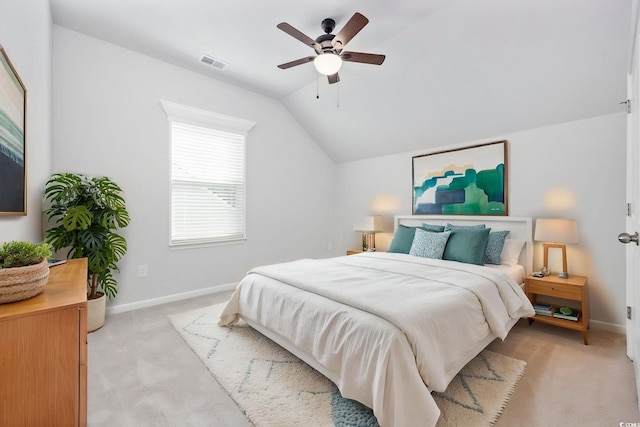 2475 Blue Crane Cir Unit 106, Myrtle Beach, SC 29577 - bedroom with lofted ceiling, light colored carpet, baseboards, and ceiling fan