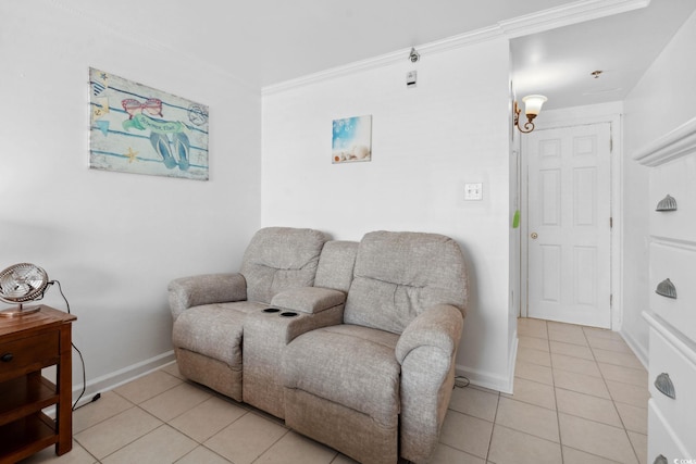 5409 N Ocean Blvd Unit 106/7 108, North Myrtle Beach, SC 29582 - sitting room featuring light tile patterned floors, baseboards, and crown molding