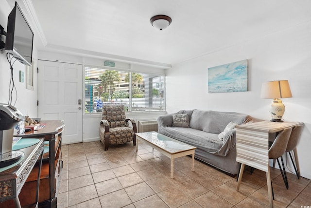 5409 N Ocean Blvd Unit 106/7 108, North Myrtle Beach, SC 29582 - living room with ornamental molding and light tile patterned floors