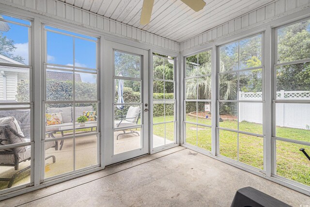 7007 Blade Beak Ln, Myrtle Beach, SC 29588 - unfurnished sunroom with a ceiling fan