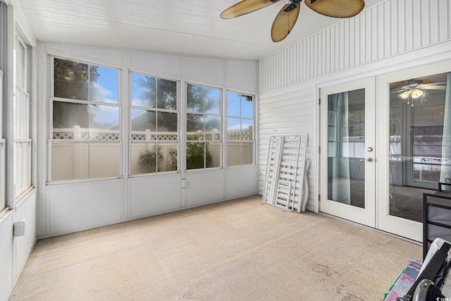 7007 Blade Beak Ln, Myrtle Beach, SC 29588 - unfurnished sunroom with a ceiling fan and french doors
