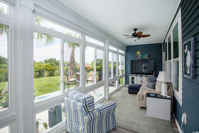 383 Mikita Dr, Surfside Beach, SC 29575 - sunroom featuring ceiling fan and wood finished floors