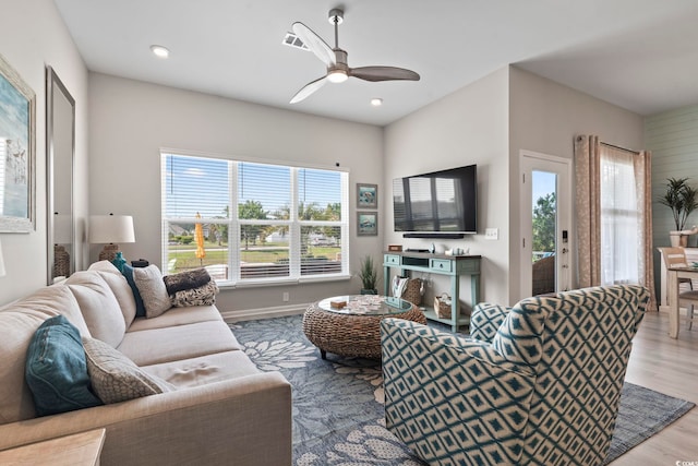 2572 Brescia St, Myrtle Beach, SC 29579 - living area featuring ceiling fan, wood finished floors, baseboards, and recessed lighting