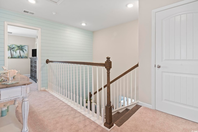 2572 Brescia St, Myrtle Beach, SC 29579 - hallway with an upstairs landing, carpet floors, recessed lighting, and baseboards
